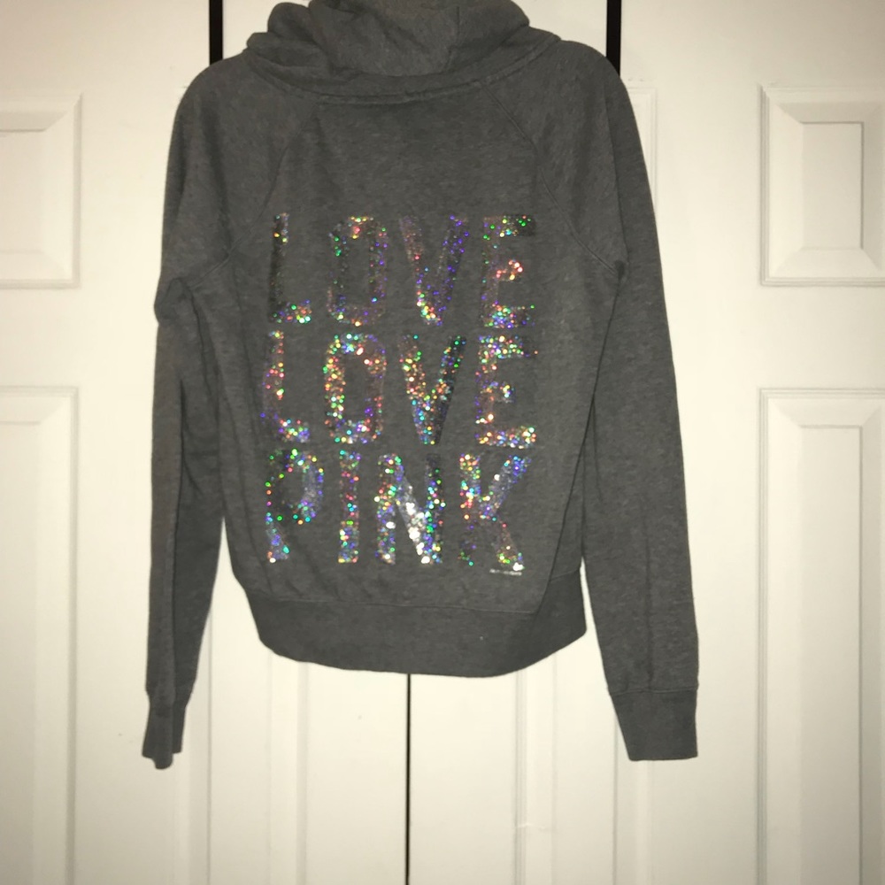 PINK VS Gray HTF Bling Hoodie-Large,HTF/SOLD OUT - Picture 1 of 5